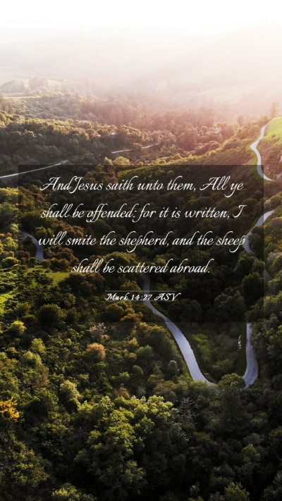 Picture 03 - Mark 14:27 ASV Mobile Phone Wallpaper - And Jesus saith unto them, All ye shall be - Mobile Bible Verse Wallpaper