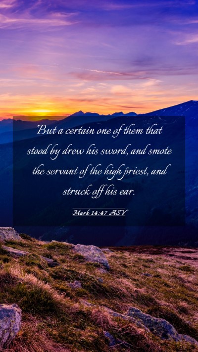 Picture 03 - Mark 14:47 ASV Mobile Phone Wallpaper - But a certain one of them that stood by drew his - Mobile Bible Verse Wallpaper