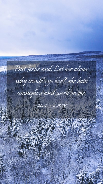 Picture 03 - Mark 14:6 ASV Mobile Phone Wallpaper - But Jesus said, Let her alone; why trouble ye - Mobile Bible Verse Wallpaper