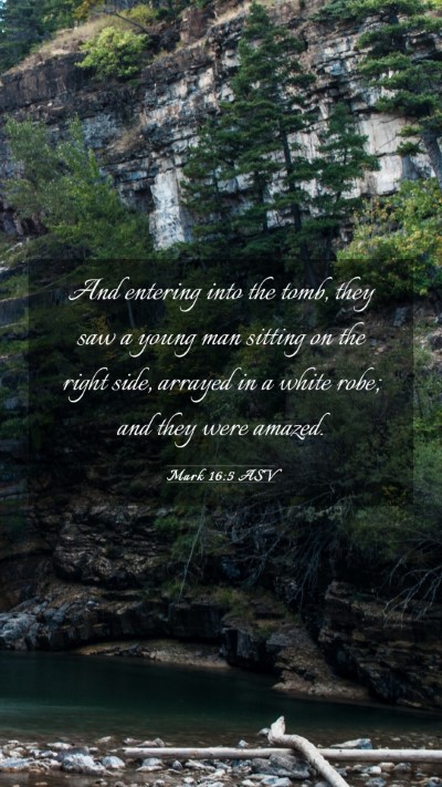 Picture 03 - Mark 16:5 ASV Mobile Phone Wallpaper - And entering into the tomb, they saw a young man - Mobile Bible Verse Wallpaper