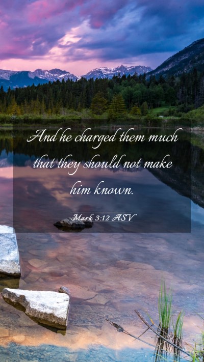 Picture 03 - Mark 3:12 ASV Mobile Phone Wallpaper - And he charged them much that they should not - Mobile Bible Verse Wallpaper