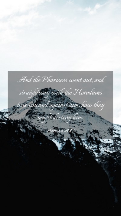 Picture 03 - Mark 3:6 ASV Mobile Phone Wallpaper - And the Pharisees went out, and straightway with - Mobile Bible Verse Wallpaper