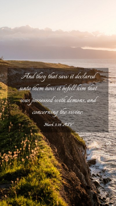 Picture 03 - Mark 5:16 ASV Mobile Phone Wallpaper - And they that saw it declared unto them how it - Mobile Bible Verse Wallpaper