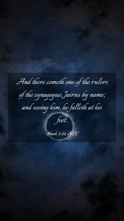 Picture 03 - Mark 5:22 ASV Mobile Phone Wallpaper - And there cometh one of the rulers of the - Mobile Bible Verse Wallpaper