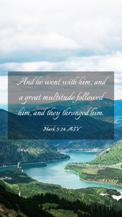 Picture 03 - Mark 5:24 ASV Mobile Phone Wallpaper - And he went with him; and a great multitude - Mobile Bible Verse Wallpaper