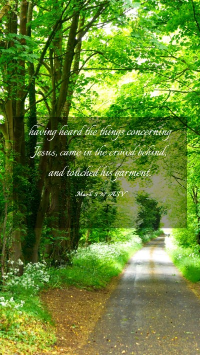 Picture 03 - Mark 5:27 ASV Mobile Phone Wallpaper - having heard the things concerning Jesus, came in - Mobile Bible Verse Wallpaper