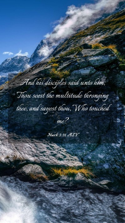 Picture 03 - Mark 5:31 ASV Mobile Phone Wallpaper - And his disciples said unto him, Thou seest the - Mobile Bible Verse Wallpaper