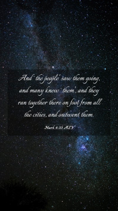 Picture 03 - Mark 6:33 ASV Mobile Phone Wallpaper - And `the people' saw them going, and many knew - Mobile Bible Verse Wallpaper