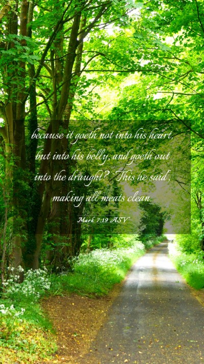 Picture 03 - Mark 7:19 ASV Mobile Phone Wallpaper - because it goeth not into his heart, but into his - Mobile Bible Verse Wallpaper