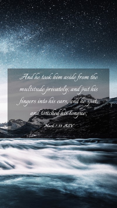 Picture 03 - Mark 7:33 ASV Mobile Phone Wallpaper - And he took him aside from the multitude - Mobile Bible Verse Wallpaper