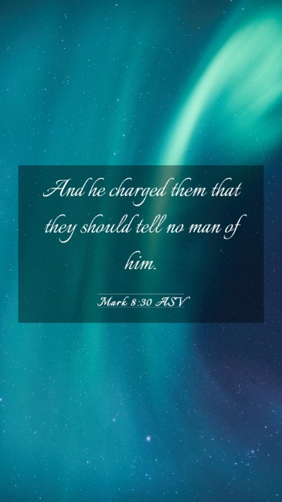 Picture 03 - Mark 8:30 ASV Mobile Phone Wallpaper - And he charged them that they should tell no man - Mobile Bible Verse Wallpaper