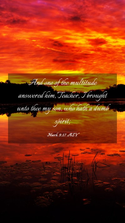 Picture 03 - Mark 9:17 ASV Mobile Phone Wallpaper - And one of the multitude answered him, Teacher, I - Mobile Bible Verse Wallpaper