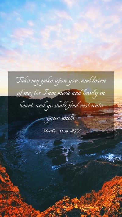 Picture 03 - Matthew 11:29 ASV Mobile Phone Wallpaper - Take my yoke upon you, and learn of me; for I am - Mobile Bible Verse Wallpaper