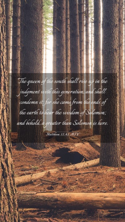 Picture 03 - Matthew 12:42 ASV Mobile Phone Wallpaper - The queen of the south shall rise up in the - Mobile Bible Verse Wallpaper