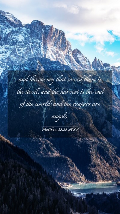 Picture 03 - Matthew 13:39 ASV Mobile Phone Wallpaper - and the enemy that sowed them is the devil: and - Mobile Bible Verse Wallpaper