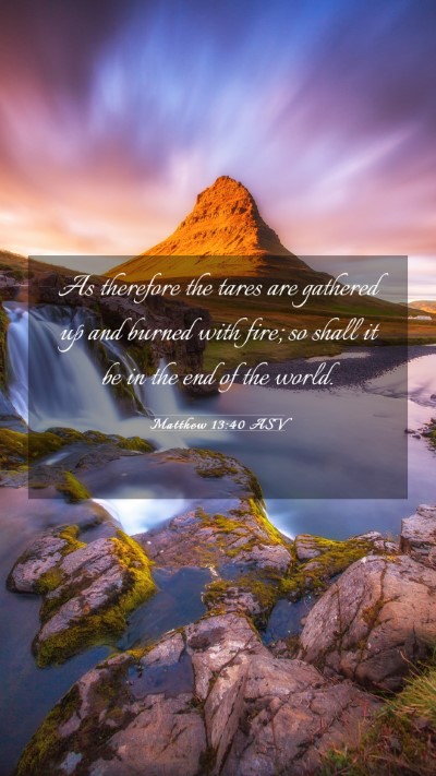 Picture 03 - Matthew 13:40 ASV Mobile Phone Wallpaper - As therefore the tares are gathered up and burned - Mobile Bible Verse Wallpaper