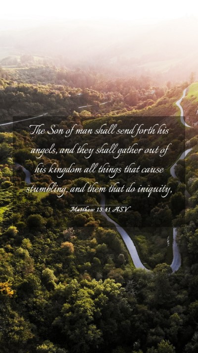 Picture 03 - Matthew 13:41 ASV Mobile Phone Wallpaper - The Son of man shall send forth his angels, and - Mobile Bible Verse Wallpaper