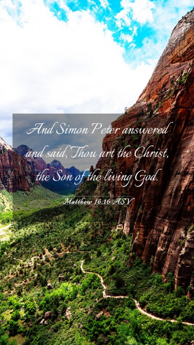 Picture 03 - Matthew 16:16 ASV Mobile Phone Wallpaper - And Simon Peter answered and said, Thou art the - Mobile Bible Verse Wallpaper