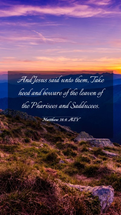 Picture 03 - Matthew 16:6 ASV Mobile Phone Wallpaper - And Jesus said unto them, Take heed and beware of - Mobile Bible Verse Wallpaper