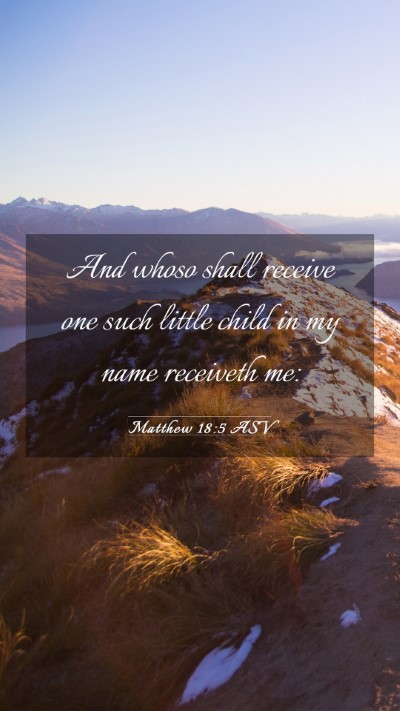 Picture 03 - Matthew 18:5 ASV Mobile Phone Wallpaper - And whoso shall receive one such little child in - Mobile Bible Verse Wallpaper