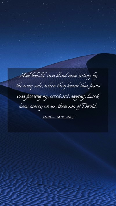 Picture 03 - Matthew 20:30 ASV Mobile Phone Wallpaper - And behold, two blind men sitting by the way - Mobile Bible Verse Wallpaper