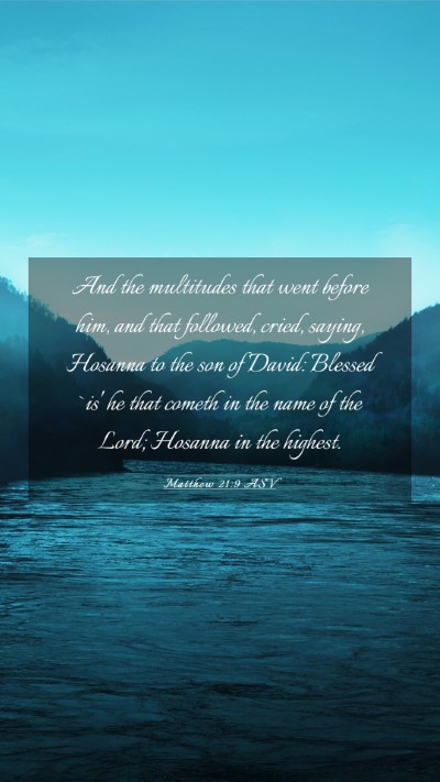 Picture 03 - Matthew 21:9 ASV Mobile Phone Wallpaper - And the multitudes that went before him, and that - Mobile Bible Verse Wallpaper
