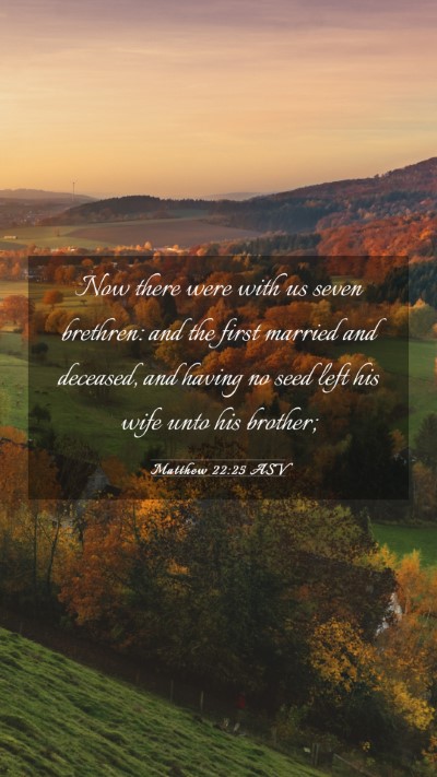 Picture 03 - Matthew 22:25 ASV Mobile Phone Wallpaper - Now there were with us seven brethren: and the - Mobile Bible Verse Wallpaper