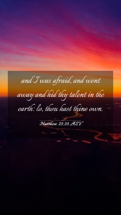 Picture 03 - Matthew 25:25 ASV Mobile Phone Wallpaper - and I was afraid, and went away and hid thy - Mobile Bible Verse Wallpaper