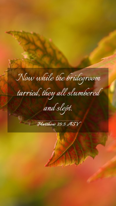 Picture 03 - Matthew 25:5 ASV Mobile Phone Wallpaper - Now while the bridegroom tarried, they all - Mobile Bible Verse Wallpaper