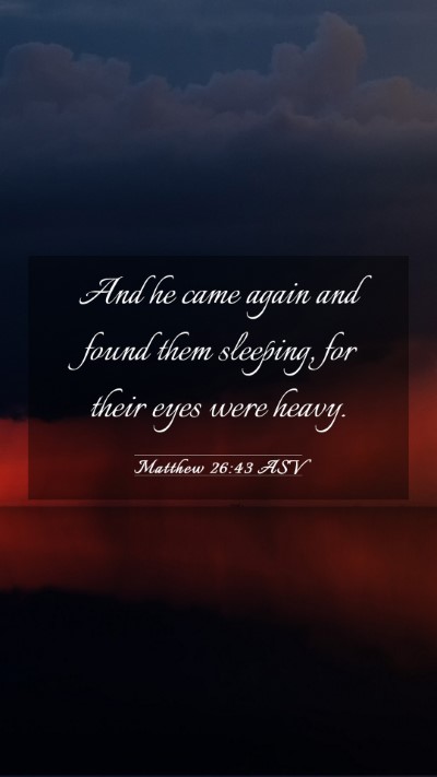 Picture 03 - Matthew 26:43 ASV Mobile Phone Wallpaper - And he came again and found them sleeping, for - Mobile Bible Verse Wallpaper