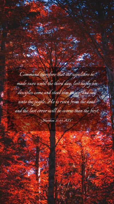 Picture 03 - Matthew 27:64 ASV Mobile Phone Wallpaper - Command therefore that the sepulchre be made sure - Mobile Bible Verse Wallpaper