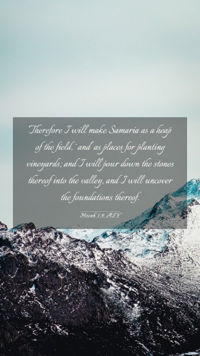 Picture 03 - Micah 1:6 ASV Mobile Phone Wallpaper - Therefore I will make Samaria as a heap of the - Mobile Bible Verse Wallpaper