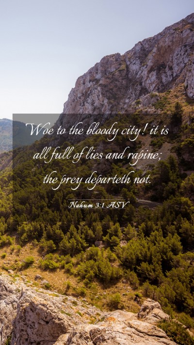 Picture 03 - Nahum 3:1 ASV Mobile Phone Wallpaper - Woe to the bloody city! it is all full of lies - Mobile Bible Verse Wallpaper