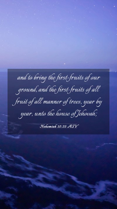 Picture 03 - Nehemiah 10:35 ASV Mobile Phone Wallpaper - and to bring the first-fruits of our ground, and - Mobile Bible Verse Wallpaper