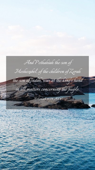 Picture 03 - Nehemiah 11:24 ASV Mobile Phone Wallpaper - And Pethahiah the son of Meshezabel, of the - Mobile Bible Verse Wallpaper