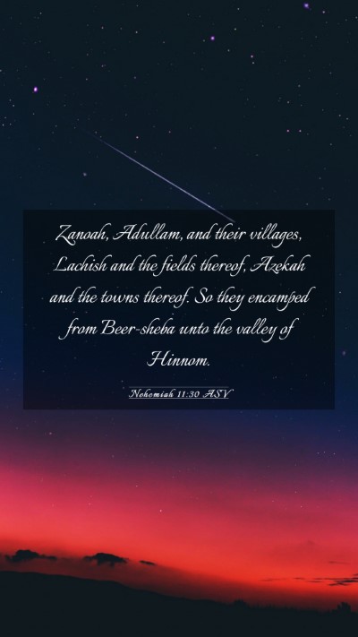 Picture 03 - Nehemiah 11:30 ASV Mobile Phone Wallpaper - Zanoah, Adullam, and their villages, Lachish and - Mobile Bible Verse Wallpaper