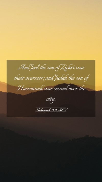 Picture 03 - Nehemiah 11:9 ASV Mobile Phone Wallpaper - And Joel the son of Zichri was their overseer; - Mobile Bible Verse Wallpaper