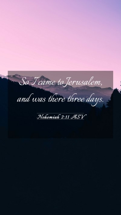 Picture 03 - Nehemiah 2:11 ASV Mobile Phone Wallpaper - So I came to Jerusalem, and was there three - Mobile Bible Verse Wallpaper