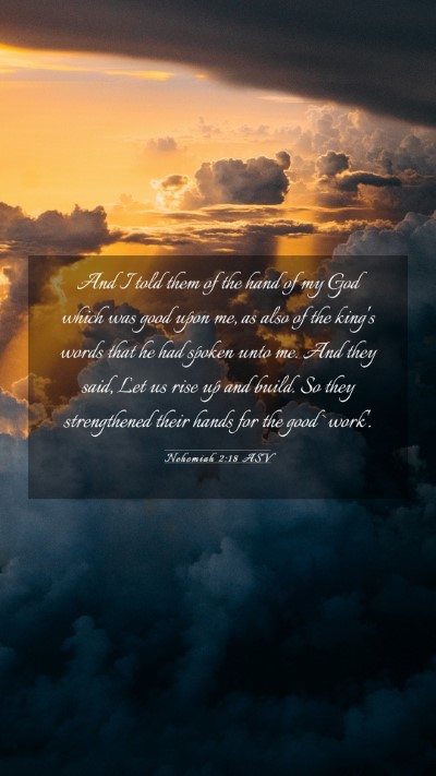 Picture 03 - Nehemiah 2:18 ASV Mobile Phone Wallpaper - And I told them of the hand of my God which was - Mobile Bible Verse Wallpaper