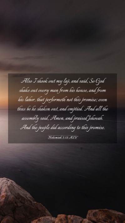 Picture 03 - Nehemiah 5:13 ASV Mobile Phone Wallpaper - Also I shook out my lap, and said, So God shake - Mobile Bible Verse Wallpaper