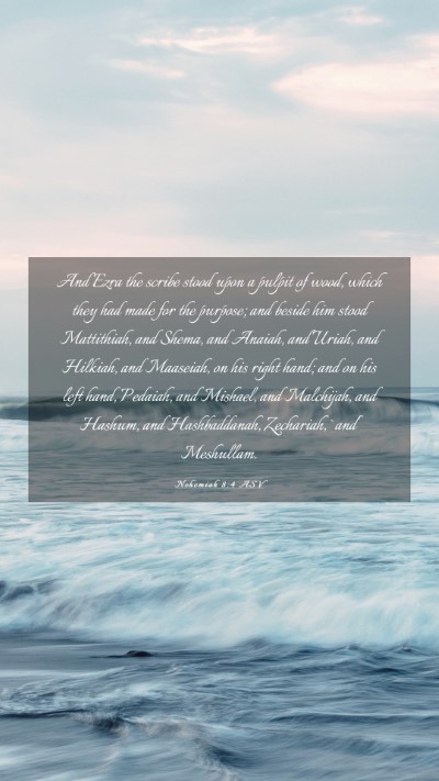 Picture 03 - Nehemiah 8:4 ASV Mobile Phone Wallpaper - And Ezra the scribe stood upon a pulpit of wood, - Mobile Bible Verse Wallpaper