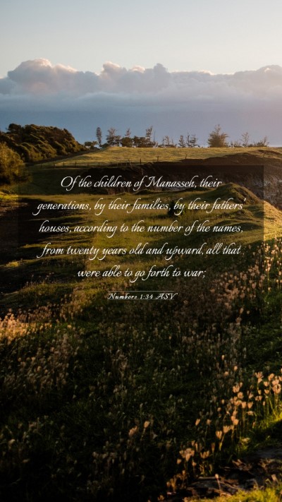 Picture 03 - Numbers 1:34 ASV Mobile Phone Wallpaper - Of the children of Manasseh, their generations, - Mobile Bible Verse Wallpaper