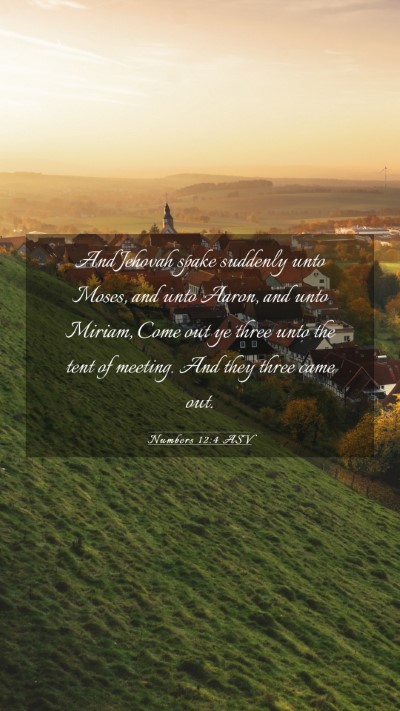 Picture 03 - Numbers 12:4 ASV Mobile Phone Wallpaper - And Jehovah spake suddenly unto Moses, and unto - Mobile Bible Verse Wallpaper