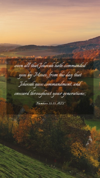 Picture 03 - Numbers 15:23 ASV Mobile Phone Wallpaper - even all that Jehovah hath commanded you by - Mobile Bible Verse Wallpaper