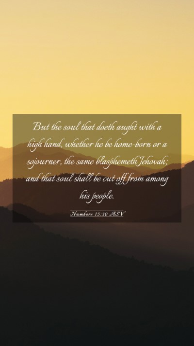 Picture 03 - Numbers 15:30 ASV Mobile Phone Wallpaper - But the soul that doeth aught with a high hand, - Mobile Bible Verse Wallpaper