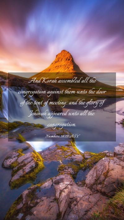 Picture 03 - Numbers 16:19 ASV Mobile Phone Wallpaper - And Korah assembled all the congregation against - Mobile Bible Verse Wallpaper