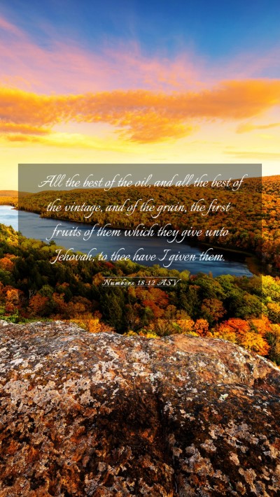 Picture 03 - Numbers 18:12 ASV Mobile Phone Wallpaper - All the best of the oil, and all the best of the - Mobile Bible Verse Wallpaper