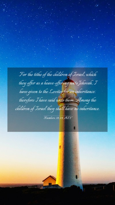 Picture 03 - Numbers 18:24 ASV Mobile Phone Wallpaper - For the tithe of the children of Israel, which - Mobile Bible Verse Wallpaper