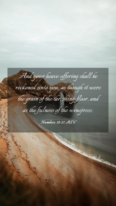 Picture 03 - Numbers 18:27 ASV Mobile Phone Wallpaper - And your heave-offering shall be reckoned unto - Mobile Bible Verse Wallpaper