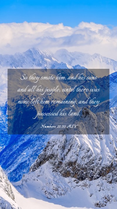 Picture 03 - Numbers 21:35 ASV Mobile Phone Wallpaper - So they smote him, and his sons and all his - Mobile Bible Verse Wallpaper